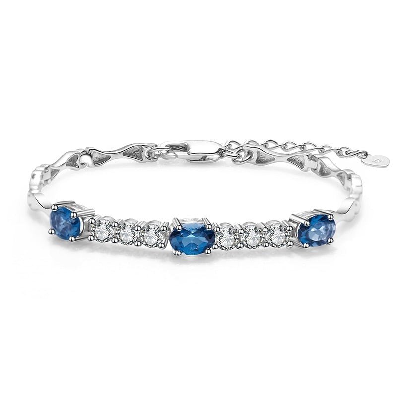 Natural London Blue Topaz Bracelet 925 Sterling Silver Gemstone Bracelets&bangles For Women Fine Jewelry