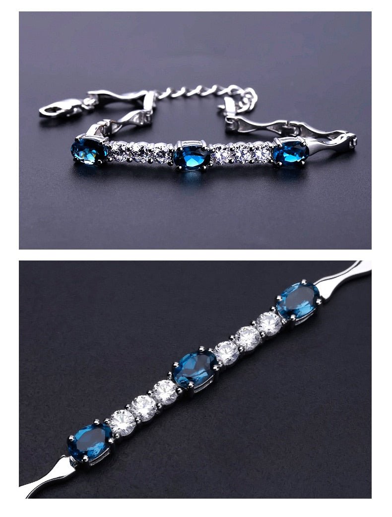Natural London Blue Topaz Bracelet 925 Sterling Silver Gemstone Bracelets&bangles For Women Fine Jewelry